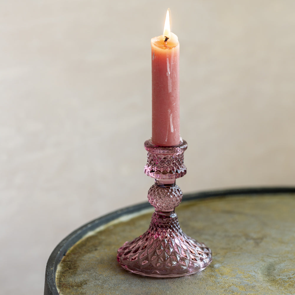 Glass Harlequin Candlestick - assorted colours