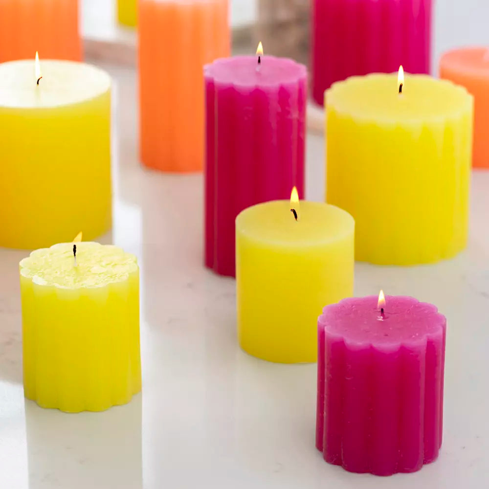 Rustic Scalloped Lemon Pillar Candles