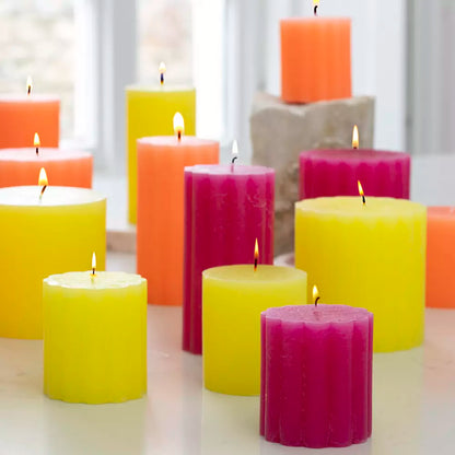 Rustic Scalloped Lemon Pillar Candles