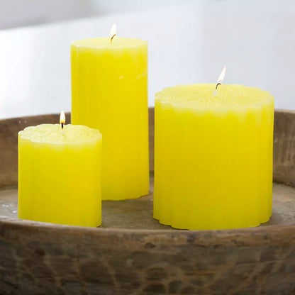 Rustic Scalloped Lemon Pillar Candles