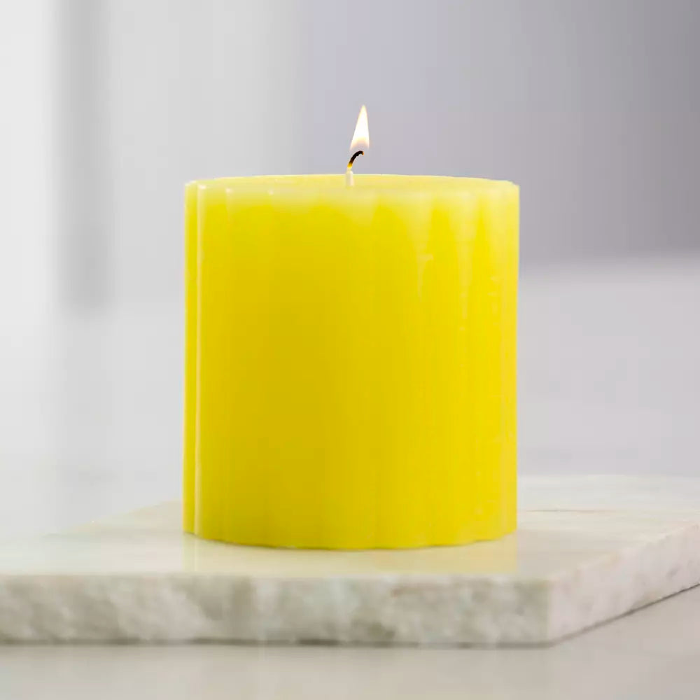 Rustic Scalloped Lemon Pillar Candles