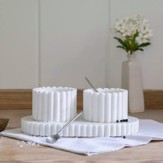 Makrana Marble Pinch Pots With Tray