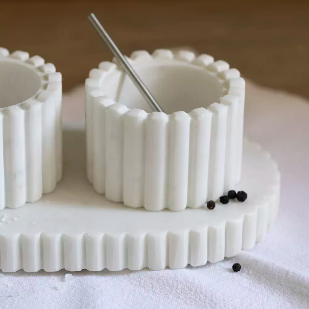 Makrana Marble Pinch Pots With Tray