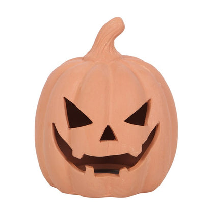 Terracotta Jack-o-lantern Pumpkin Tealight Holder - 2 sizes