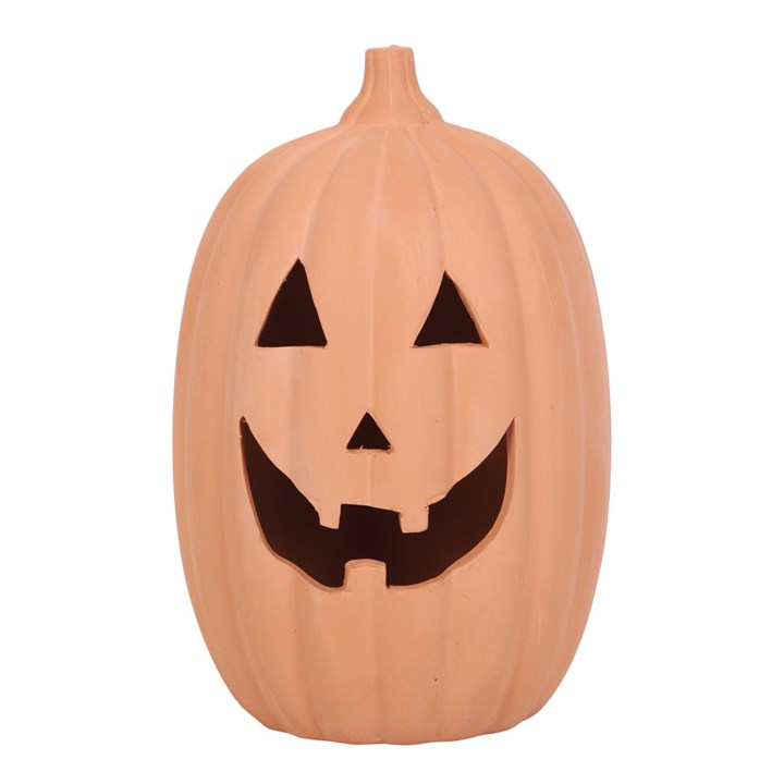 Terracotta Jack-o-lantern Pumpkin Tealight Holder - 2 sizes