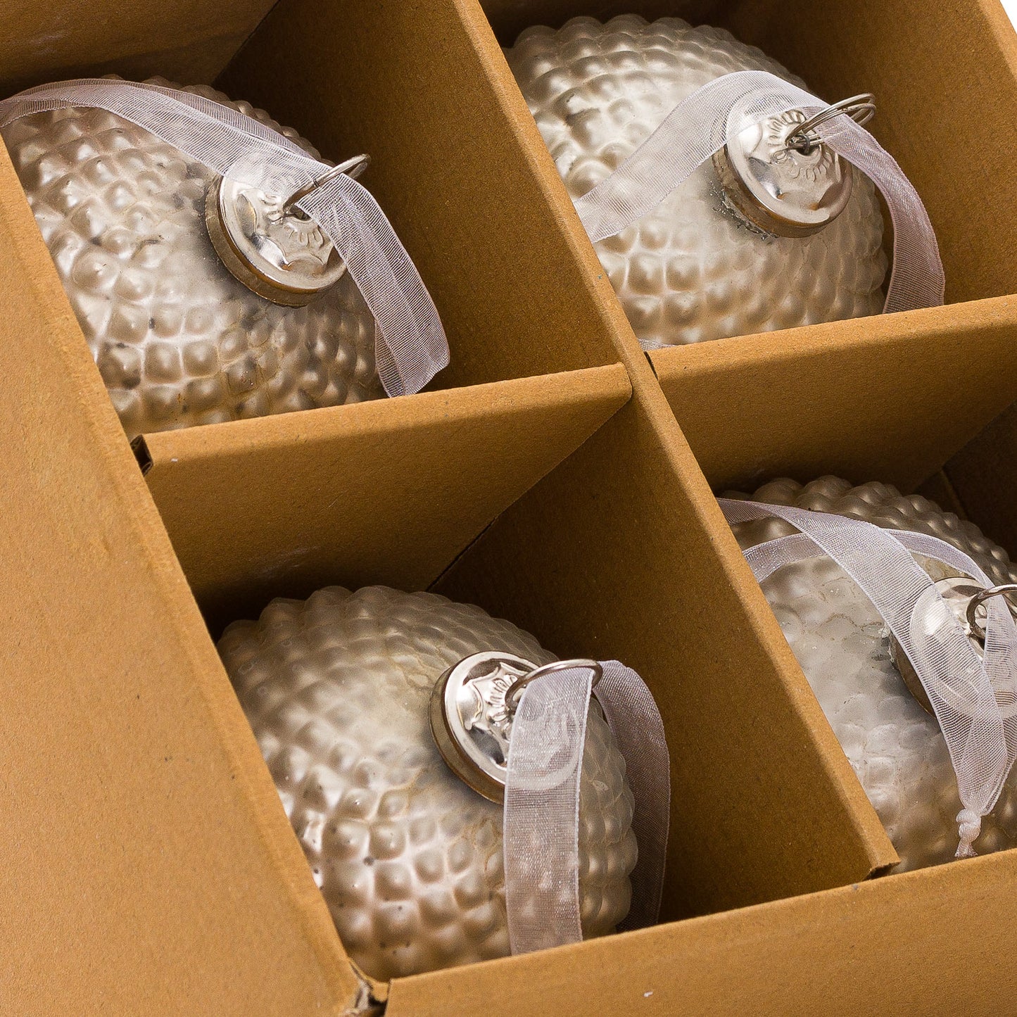 Set of Silver Honeycomb Hanging Baubles