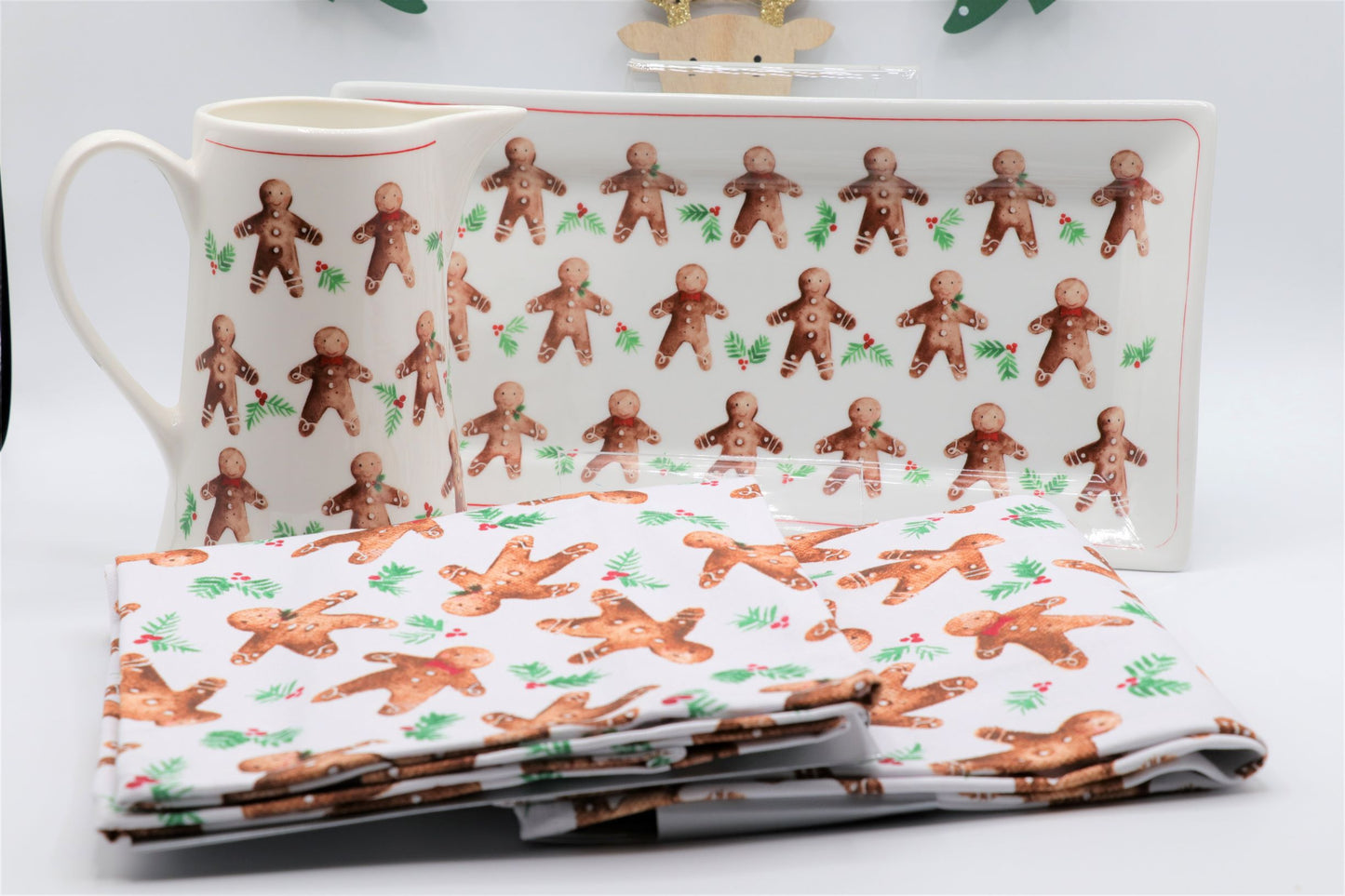 Bone China Jug - Gingerbread Men/Plum Pudding - Various Sizes Available