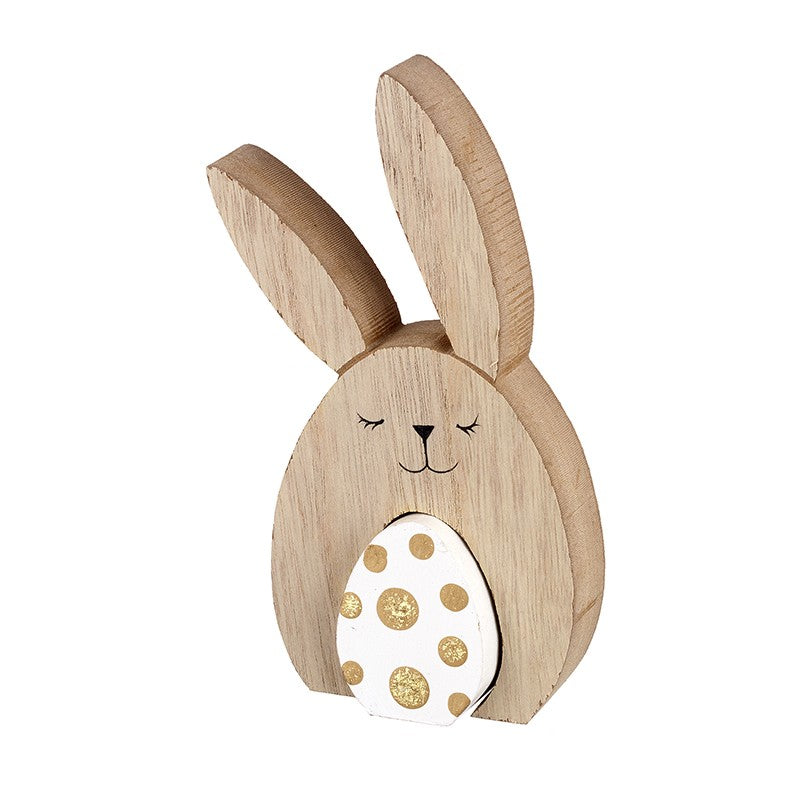 Wooden Easter Bunny with Egg