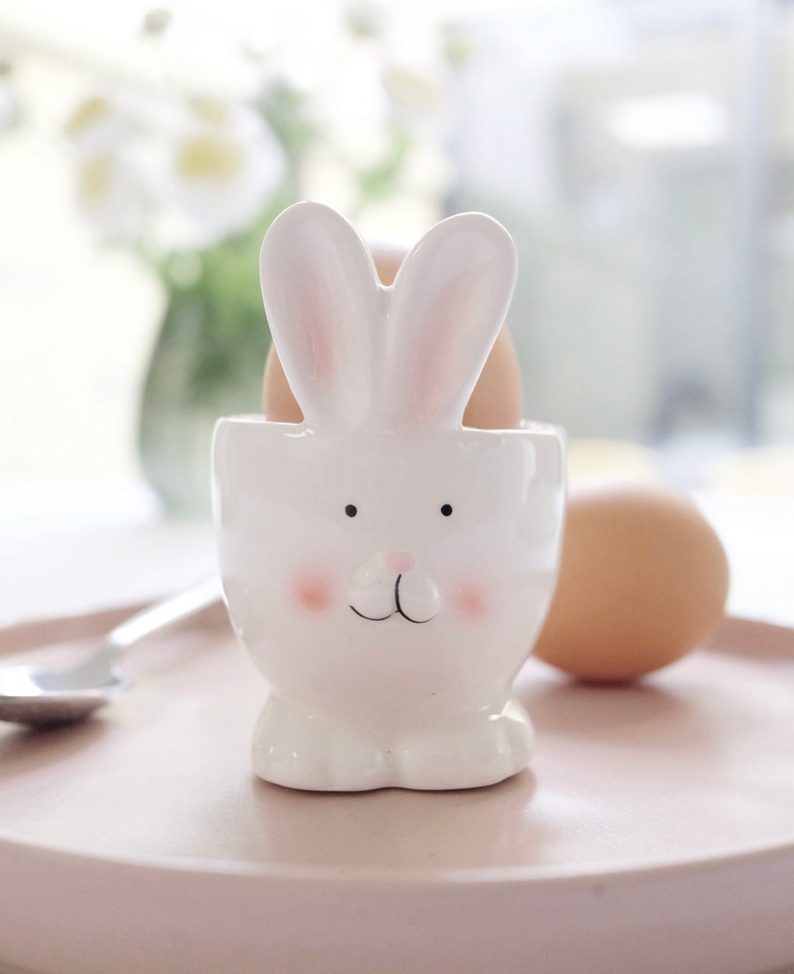 White Bunny Ceramic Egg Cup